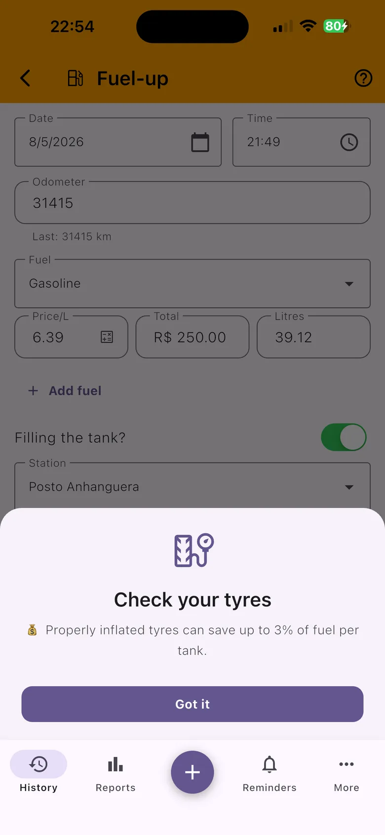check the tyres at the right time